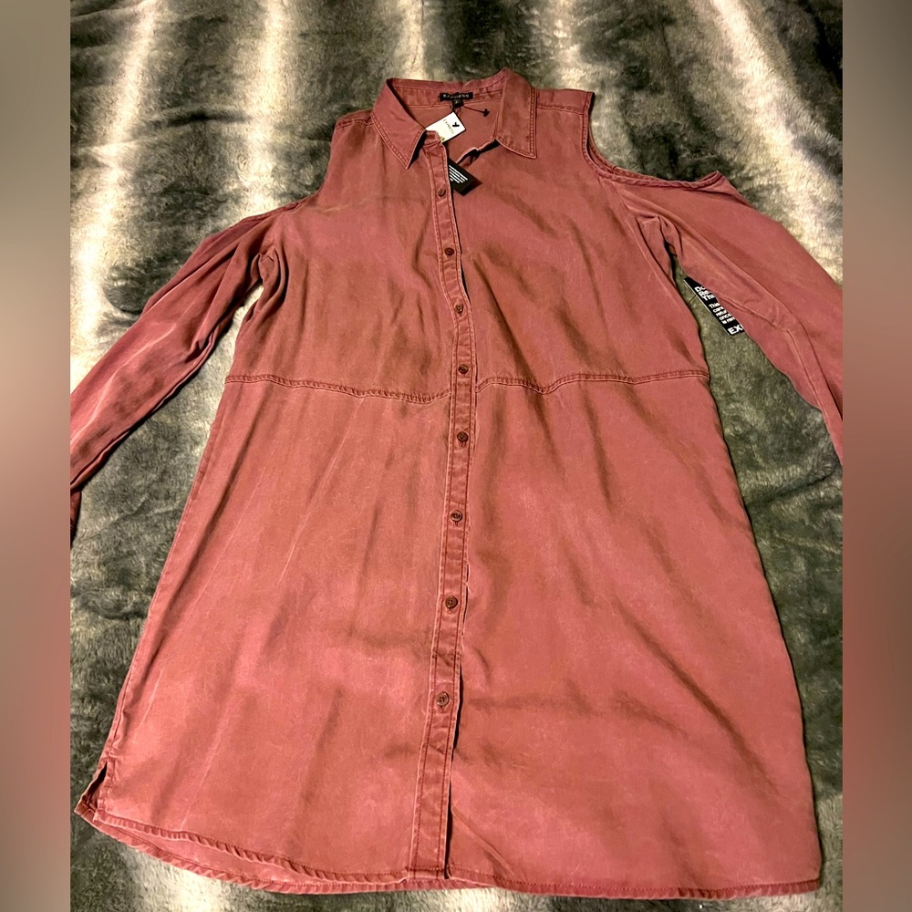 NWT Express Cold Shoulder shirt dress mauve